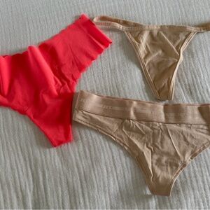 PINK Victoria's Secret Coral and Tan Panties Trio